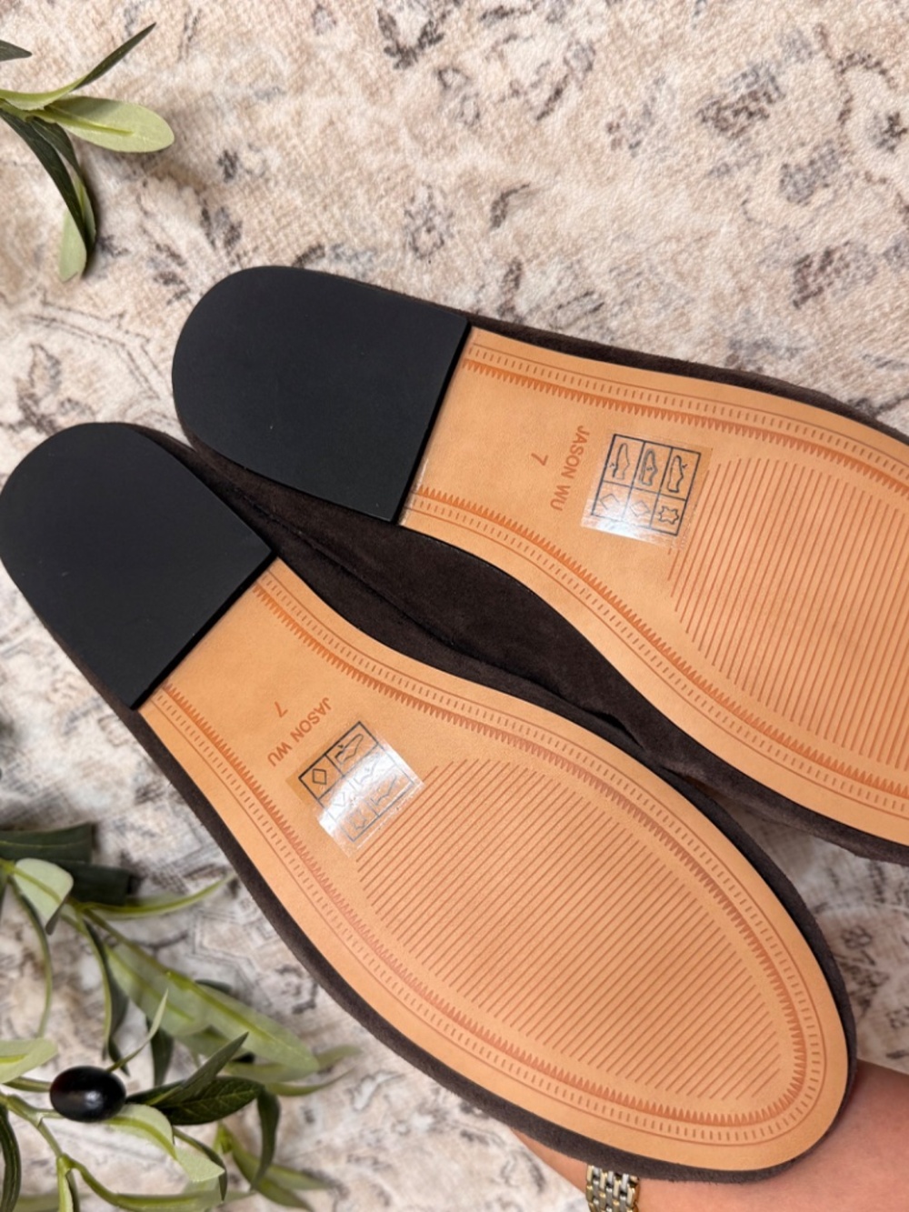 Jason Wu Brown Suede Penny Loafer Mules Women’s Size 7 Slip On Flats - Picture 3 of 4